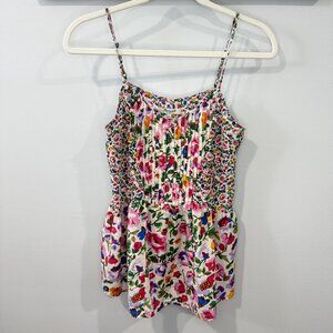 Madewell 100% Silk Floral Tank | Pleated | Adjustable Straps | Size S